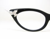 Vintage Wild 50s 60s Cat Eye Glasses with Unique Pointy Accents Shuron Goth