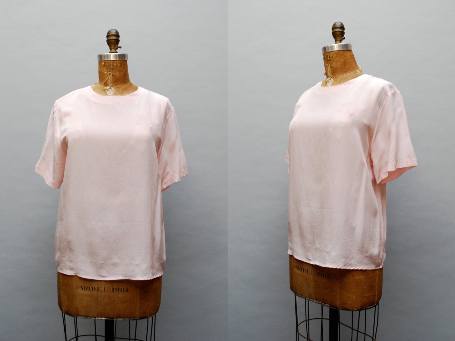 vintage pink silk blouse