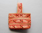 vintage 1970s tote with neon embroidery