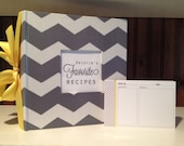 Chevron Hand Wrapped Recipe Album Kit - Pick your accent color - Handwrapped Laminated Album
