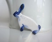 Bunny Brooch - Handpainted Blue  Delft Porcelain