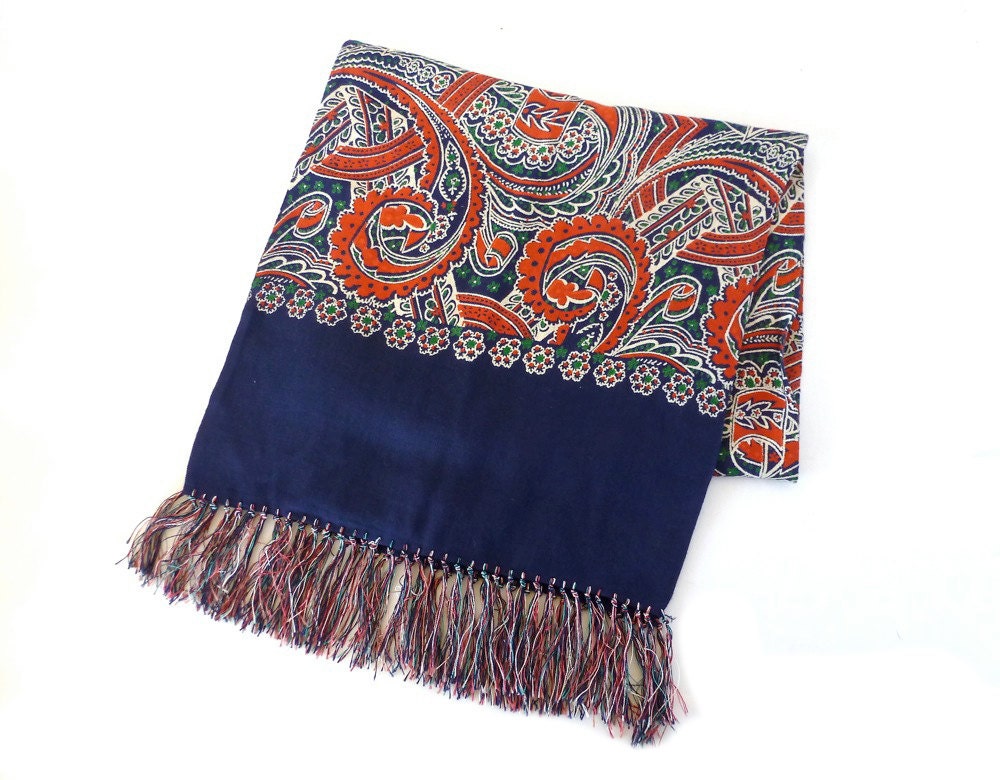 1940s Opera Scarf // CURRIE // 40s Paisley Wool Scarf