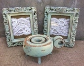 Upcycled - Vintage - Burlap n Lace - Picture Frame - Candle Holder Collection - Praire Farmhouse Cottage CHIC