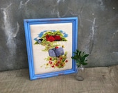 Vintage - Upcycled Frame - Rustic Farmhouse Barn Crewel - Embroidery - Countryside - Rural - Cottage CHIC