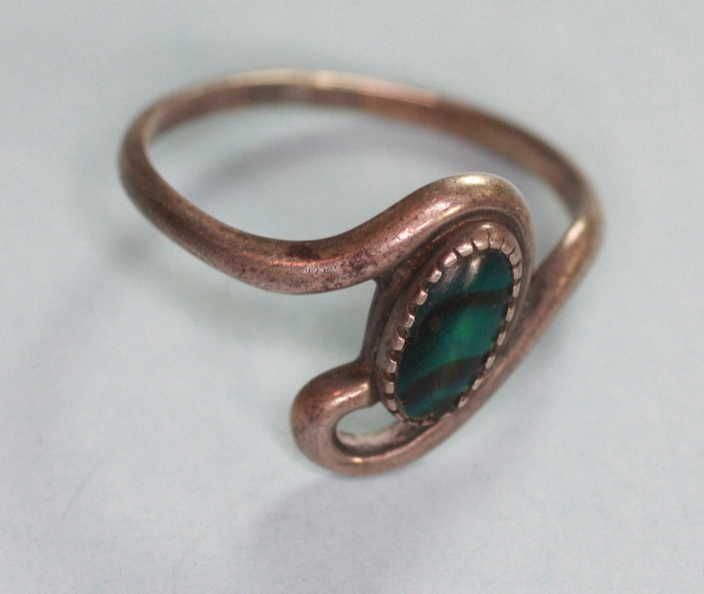 Vintage Abalone Shell and Sterling Ring