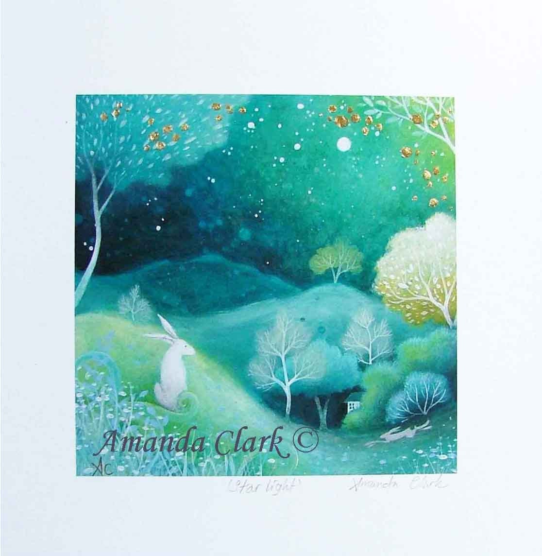 Special edition art print with gold leaf.  Star Light . By Amanda Clark.