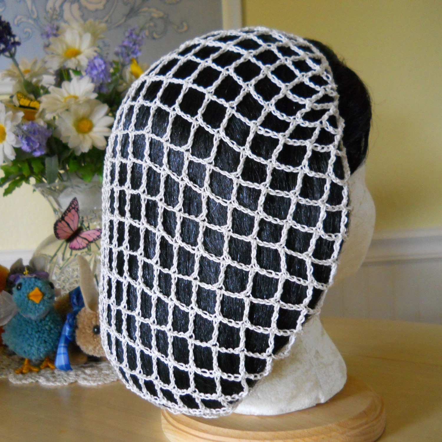 1940s Style Snood Hair Net - Antique White