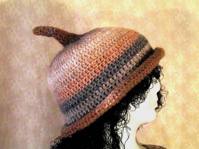 Woodland Nymph Pixie Beanie - browns, beige, gold - Crochet acrylic wool Blend - Warm Light Unique Fun Funky
