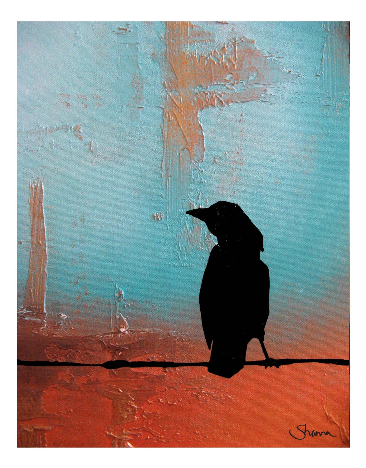 Crow - 8 x 10, Modern Contemporary Abstract Art FINE ART PRINT by Shanna