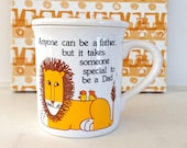 Father's Day DaD MUG .  Adorable Lion and Birds Design on Cup and Cover