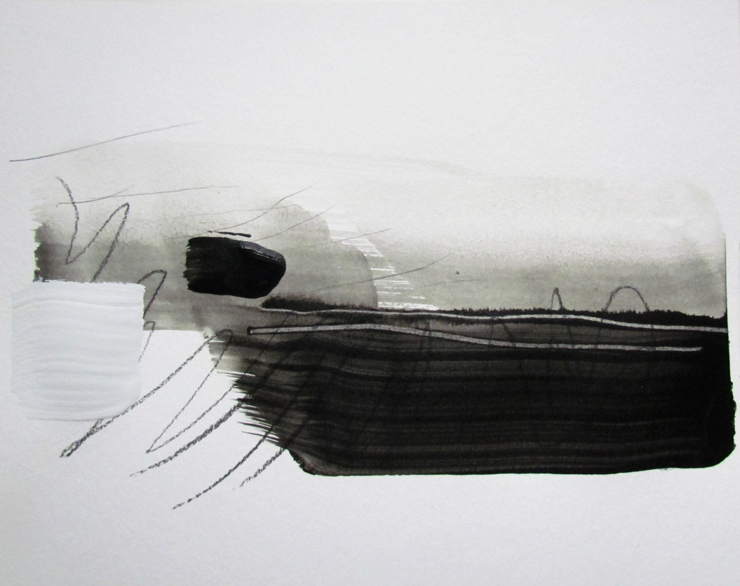 Black and White Minimal Art, 8 x 10" original fine art