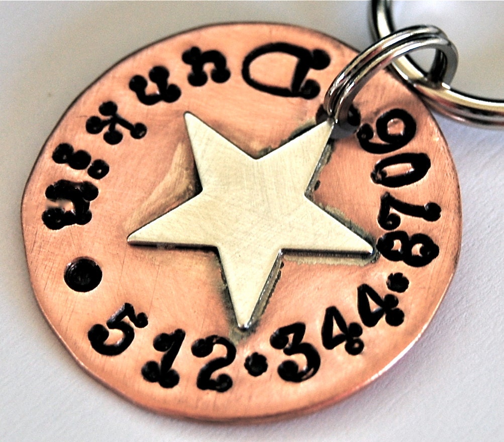 Custom Pet id tag / Super Star Copper and Sterling