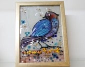 fused glass illustrations Painting for your well art decoretion, bird  landscape on glass