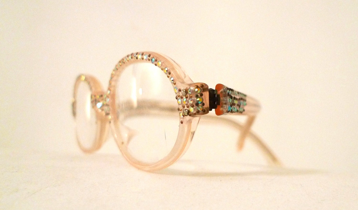 MOD Frame France  Rhinestone Cat Eye Glasses// Pastel Sunglasses/ Vintage Womens Eyewear