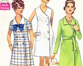 Vintage 1960s MOD Double Breasted WRAP DRESS Pattern - 34 Bust - Size 12 - Simplicity 8142