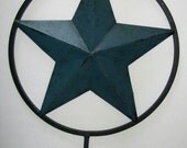Blue Tin Star Rustic Farmhouse Candle Holder Wall Sconce