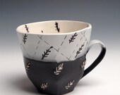 Black Bottom White Top Leaf Sprig Cup