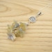 Flower cluster pendant with light topaz and blue glass beads, 18" chain