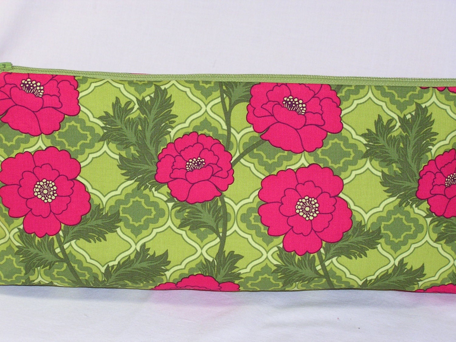 Poppies on Green Lattice Anna Clutch