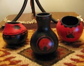 Gourd Art Miniature Pots Bowls Vessels Set of Three