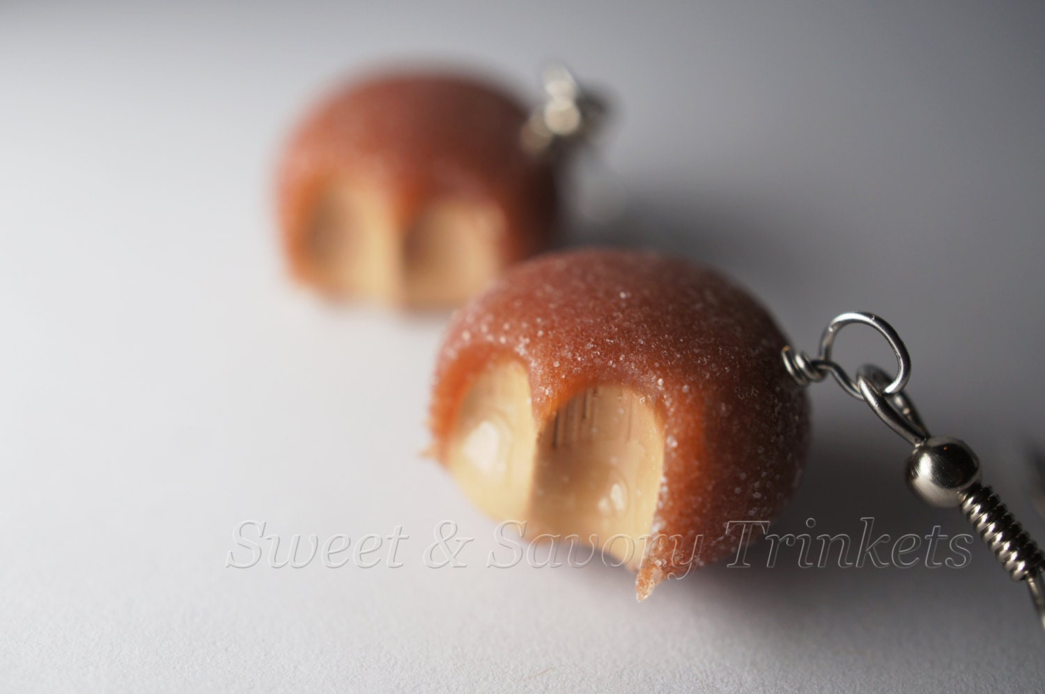 Chocolate Mochi Earrings, Miniature Food Jewelry, Polymer Clay Food Earrings, Dangle Earrings, Surgical Steel