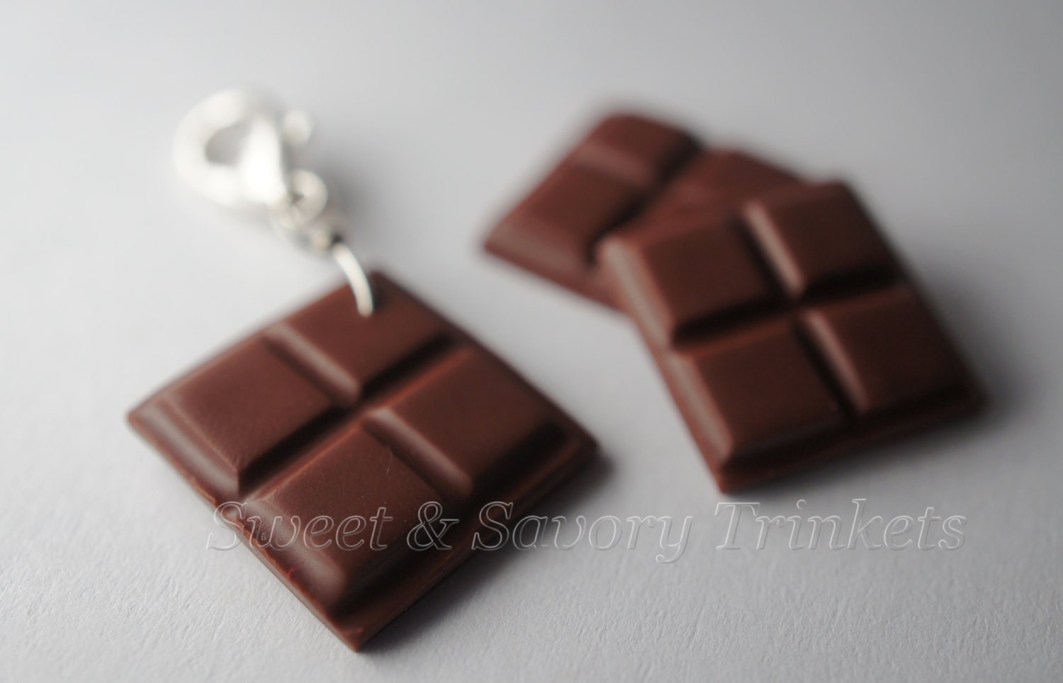 Dark Chocolate Bar Charm, Miniature Food Charm