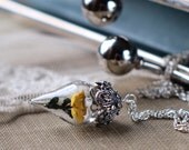 Sunny Yellow Rose Flower Tiny Terrarium Necklace Glass Vial by Woodland Belle Mother's Day Gift