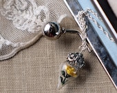 Sunny Yellow Rose Flower Tiny Terrarium Necklace Glass Vial by Woodland Belle