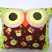 Owl family owl pillow /Green/ brown /Ready to ship