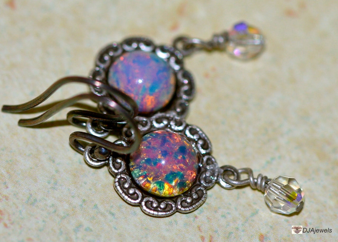 Pink Fire Opal Earrings. Victorian. Nouveau.