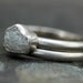 Bezel-Set Rough Large Diamond Engagement Ring and Wedding Band Set 14k White or Yellow Gold- Size D Diamonds
