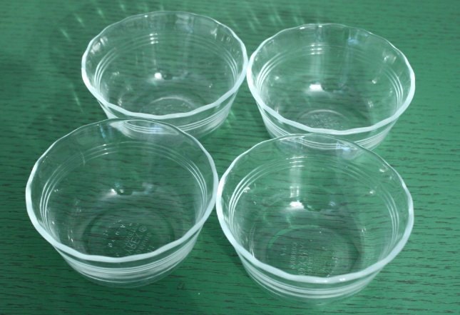 Vintage Set of 4 Pyrex Clear Glass Custard Cups Bowls 463
