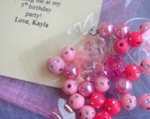 Children birthday party favor favour. DIY Bracelet, beading party. SET of 10. Choose charms. Free personalized notecards.
