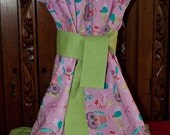 Girls Owls on Pink Peasant Style Dress Size 5/6