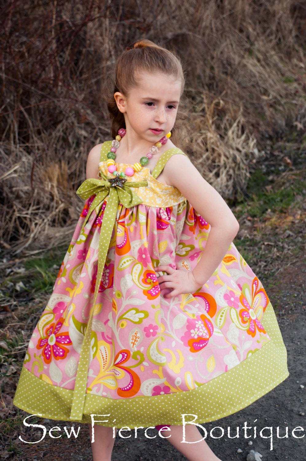 Girls Summer Floral Tie Knot Dress Size 6