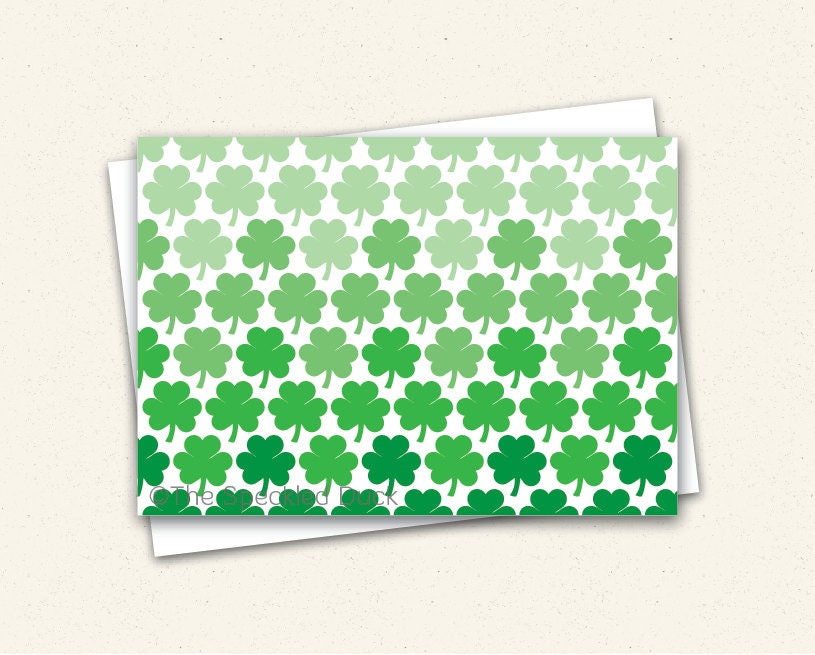Ombre Shamrocks - Set of 12 Folded Notes Il_570xn