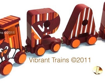 FOURTEEN LETTER Custom Hand Painted Wooden Magnetic Alphabet Name Train Keepsake Toy Gift