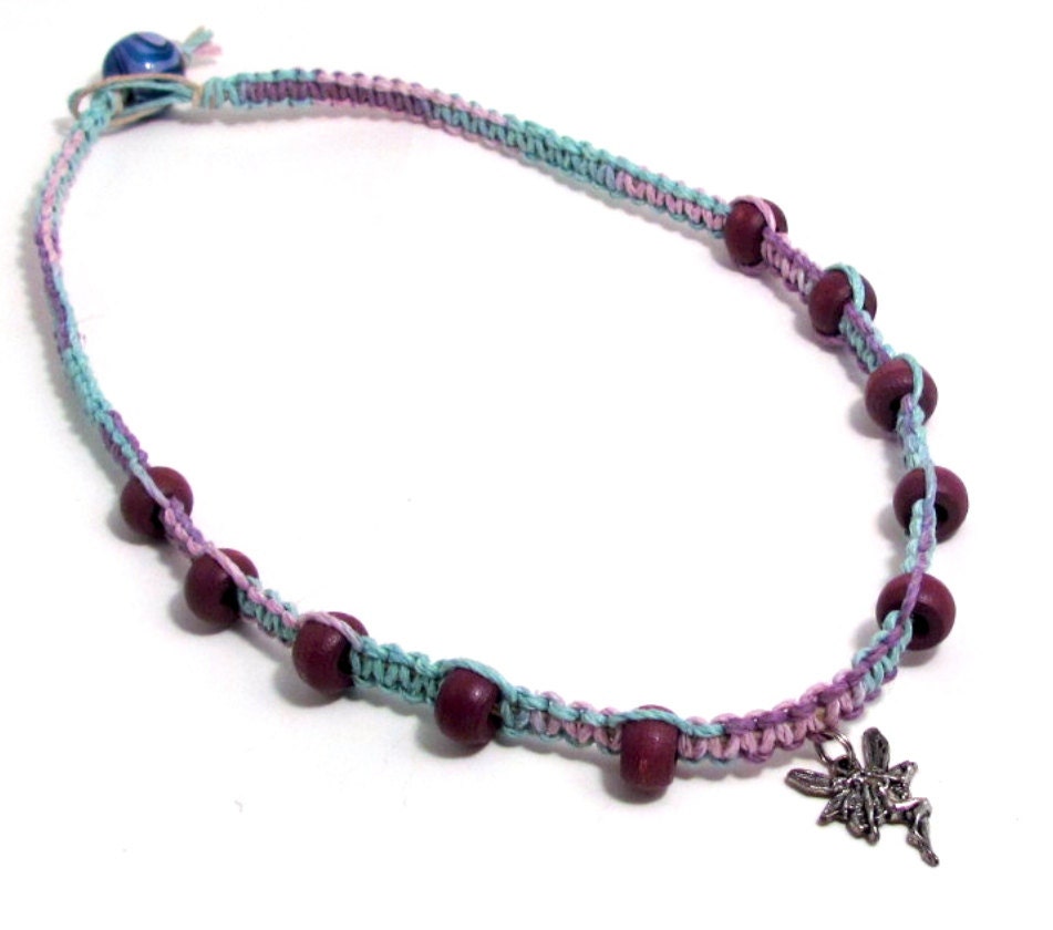 Blue & Purple Pretty Fairy Hemp Necklace