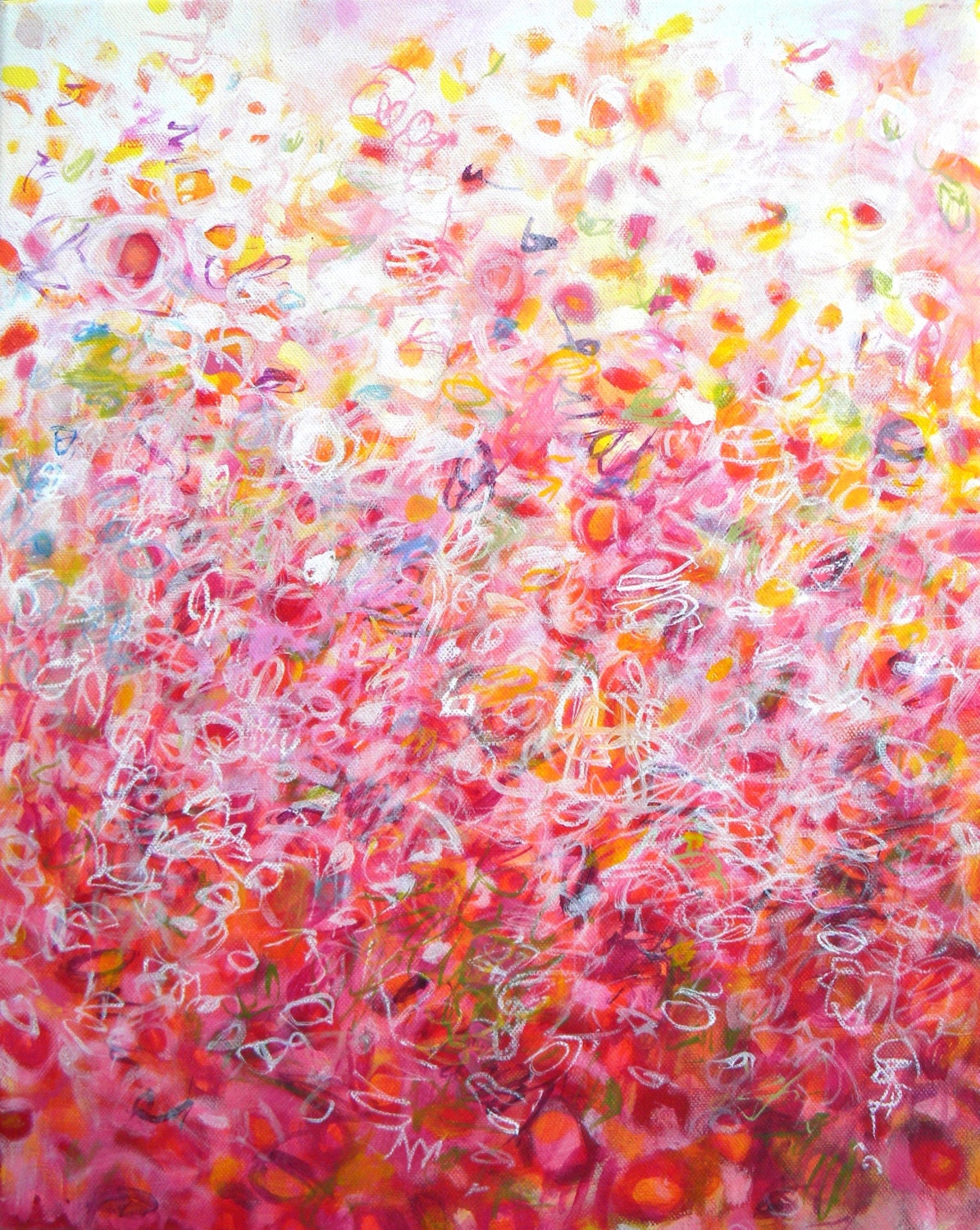Love Song - Abstract painting original fine art canvas wall art pink red white 16x20