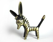 RARE Vintage BIG ORIGINAL Modernist 1960s Walter Bosse Style Brass Taxco Zebra Statue