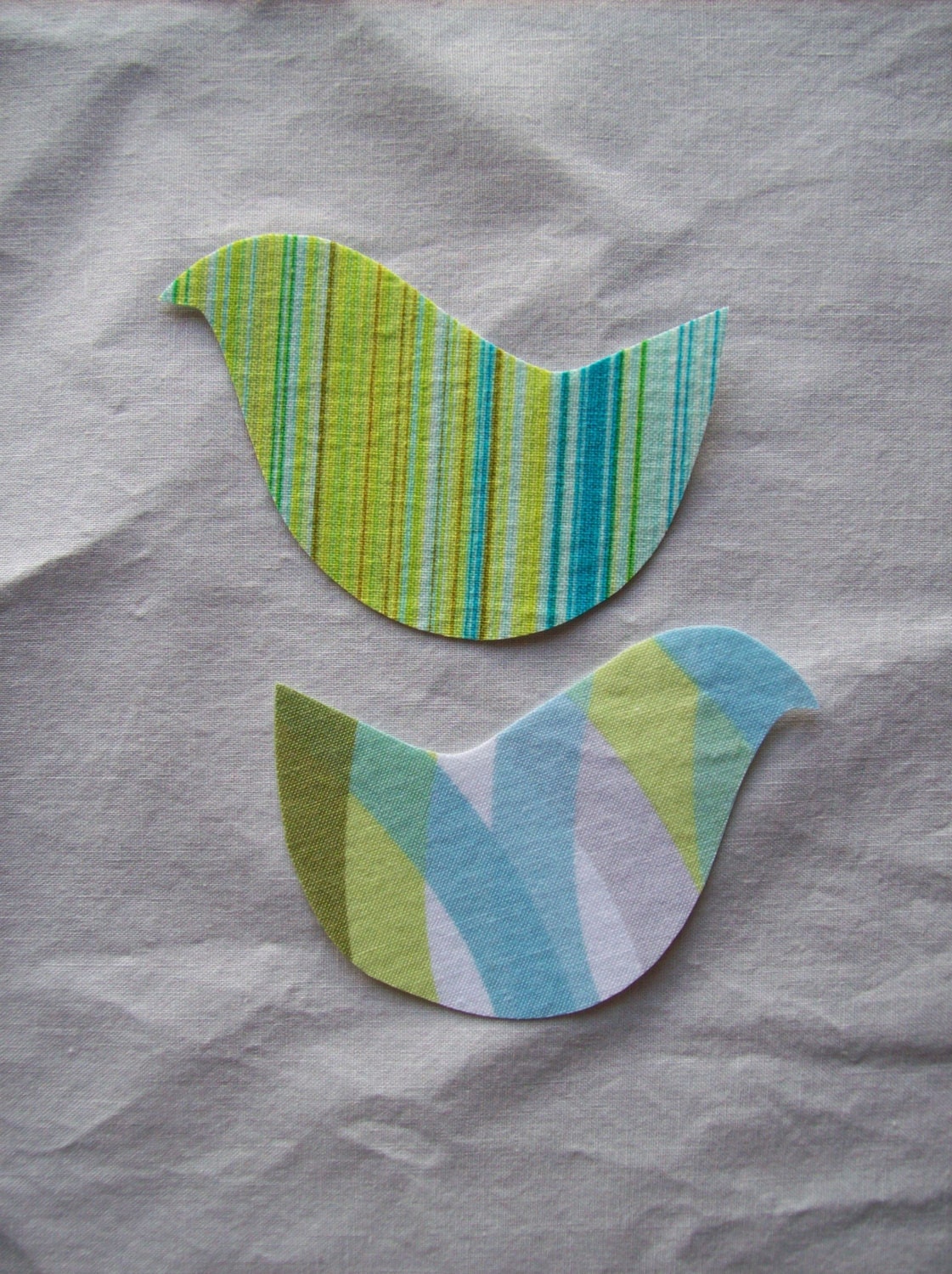 2 Small Fabric Iron On Bird Appliques