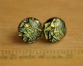 Handmade Dichroic Fused Glass Earrings Silver Studs
