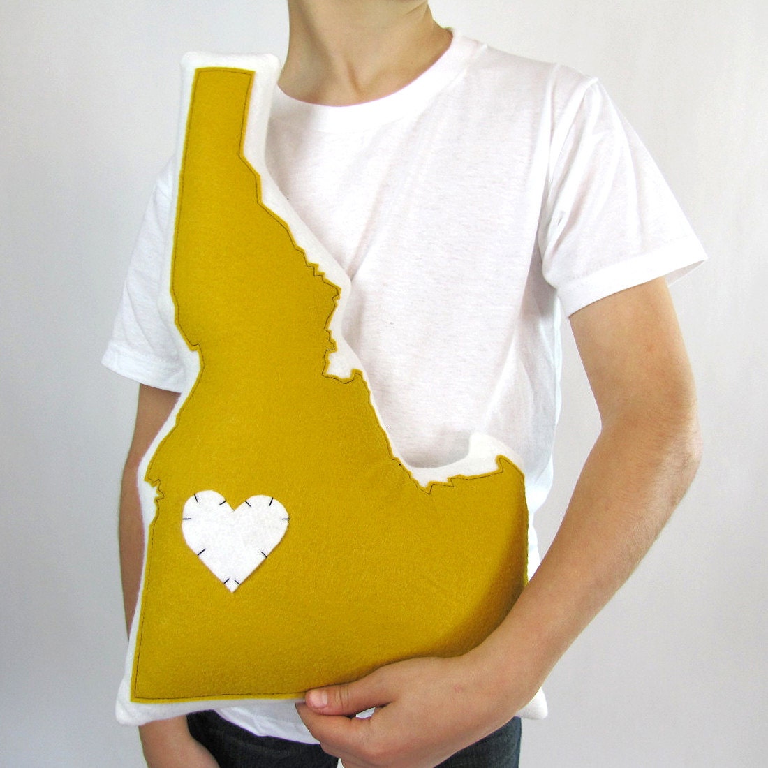 SALE Ready Made Idaho State Pillow Mustard Yellow