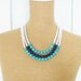 Color Block Necklace Turquoise and Navy Blue Dyed Jade Multi Color Statement Necklace - Bridesmaid, Multistrand Necklace, Beach, Wedding