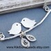 My Little Family - Lovebirds on a Branch with Handstamped Personalized Leaves Sterling Silver