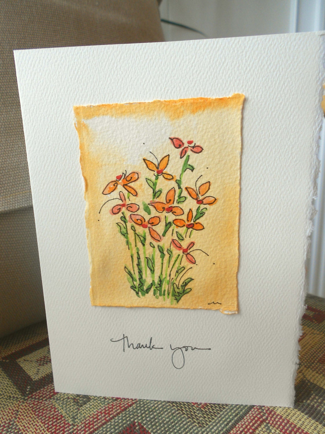 Thank You  "Big Card" 5x7 Watercolor Original betrueoriginals
