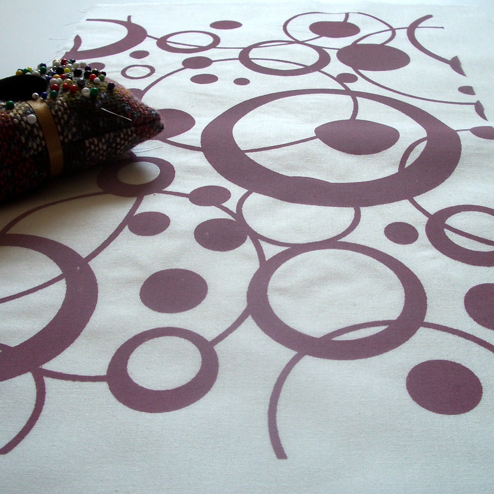 Loop da Loop - hand screen printed skinny quarter - Dusky Pink on White