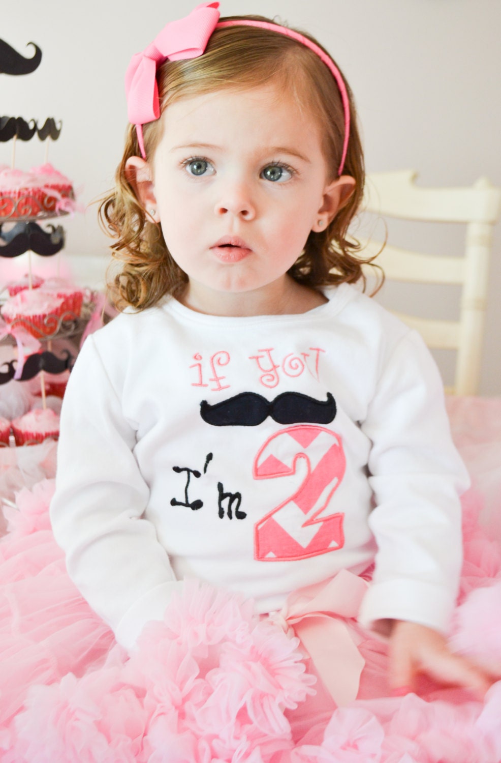 Personalized Girl Mustache Birthday Shirt - If you Mustache...I'm 2 - Boy and Girl Versions - You Choose your Fabric - by Pocketbaby