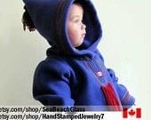 Toddler Parka. Inuit Inspired 12mo - 3T. Unisex Baby Sweater. Bluebell Blue Thick Fleece. As Shown.