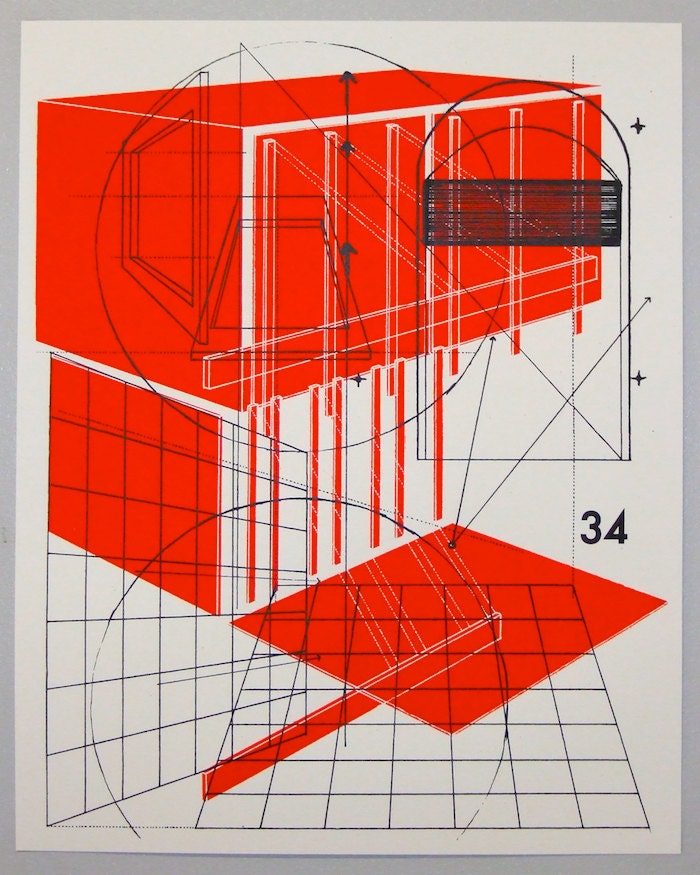 Perspective architecture 1, architectural graphic design, 16 x 20 inches silkscreen print